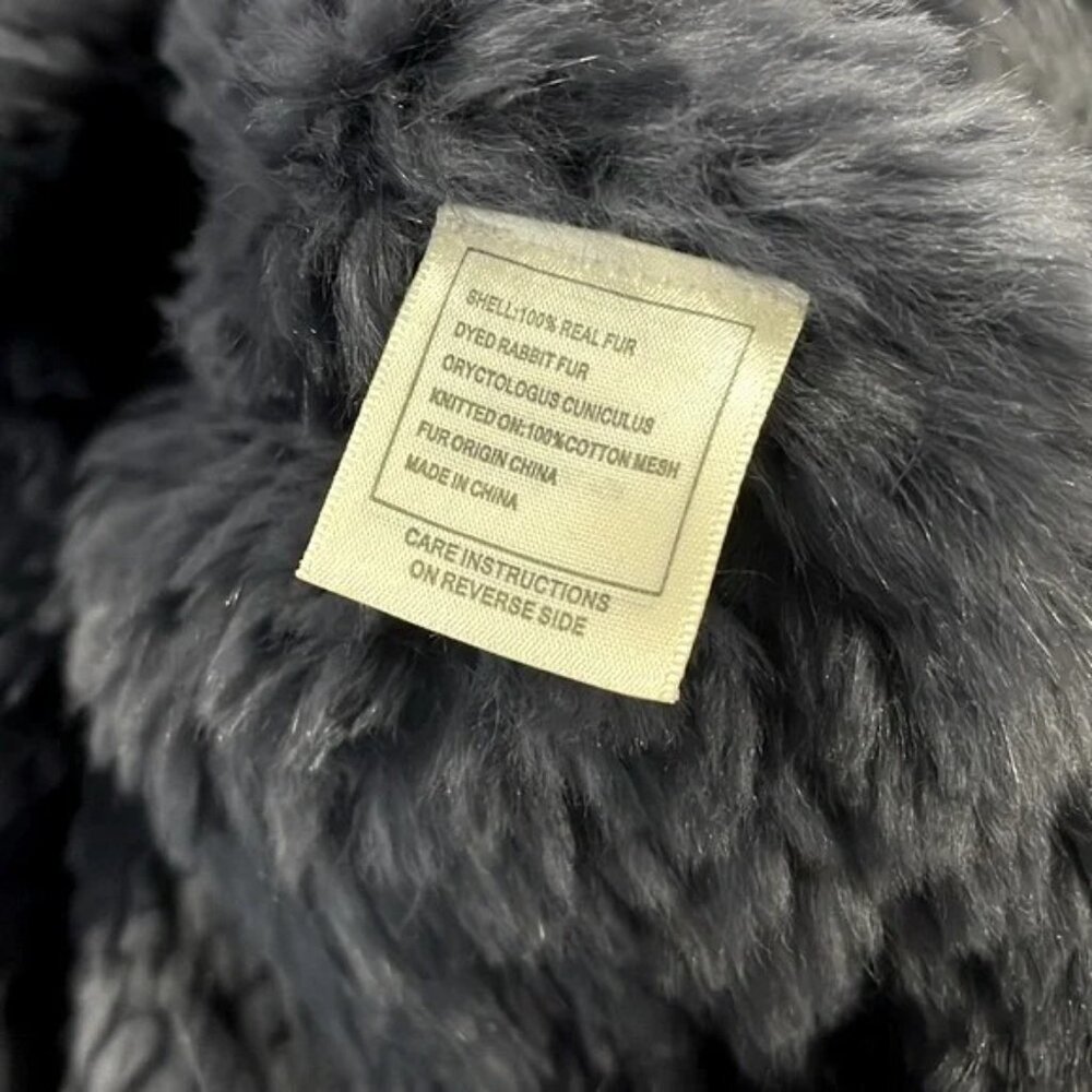 June Navy Rabbit Fur Snap-Front Vest - Picture 7 of 7